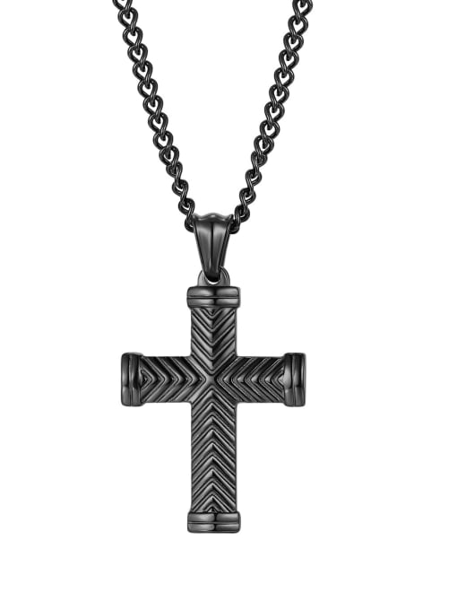 2003 [black single pendant] Titanium Steel Cross Hip Hop Regligious Necklace